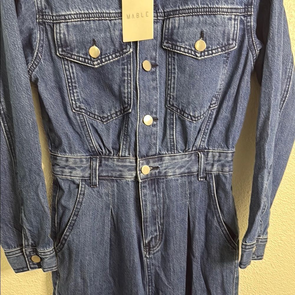 NWT- Mable- Denim Long Sleeve Jumpsuit- Size small - Picture 4 of 8